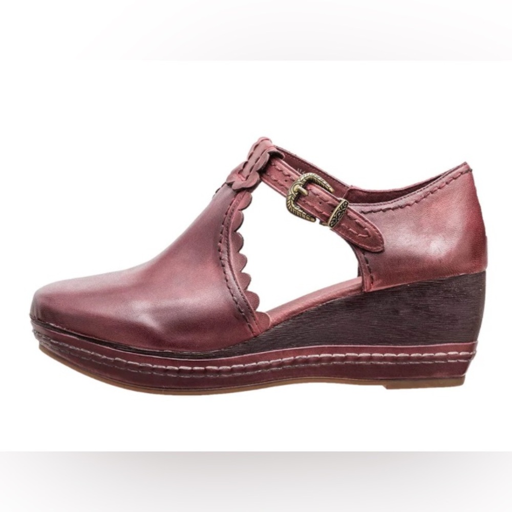 ANTELOPE Tambra Women’s Wedge Sandals Women’s Size 37 / 6-6.5 Dark Red Bordeaux